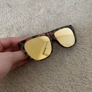 Quay oversized square sunglasses gold tortoise